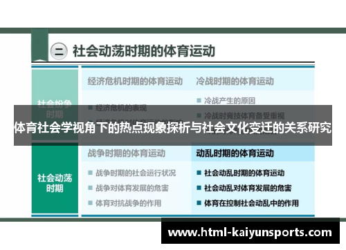 体育社会学视角下的热点现象探析与社会文化变迁的关系研究 体育社会学视角下的热点现象探析与社会文化变迁的关系研究